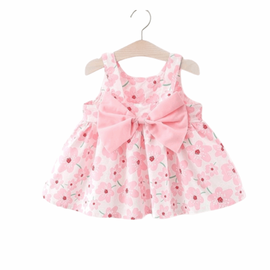 2pcs Bow Baby Girls Flower Fashion Sling Dresses - BabbeZz