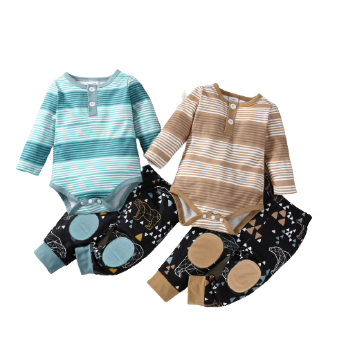 Stylish Long-sleeve Striped Jumper Two-piece Suit for Babies