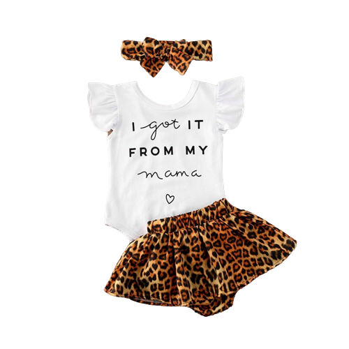 Baby Boys Girls Summer 3pcs Outfits Sets Short Sleeve Letter Print T-shirts+Floral High Waist Shorts+Headband Soft Outfits