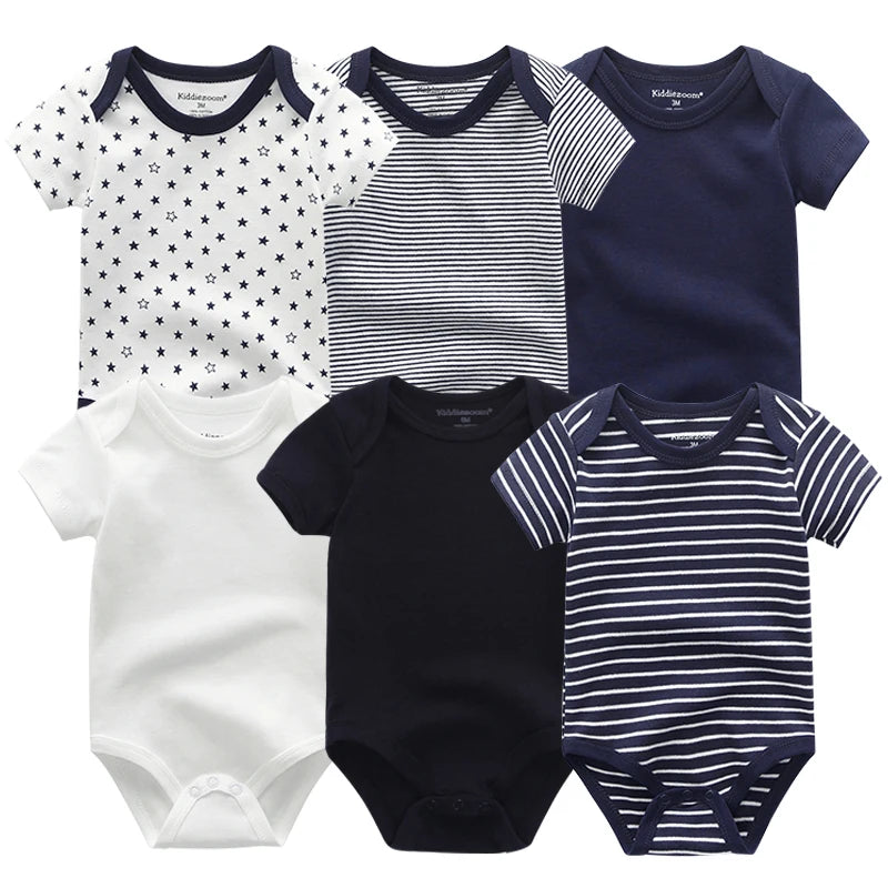 6pcs/lot 2022 Baby Bodysuit Novelty Newborn Body Suits Short Sleeve Overalls Infant Jumpsuit Cartoon 0-12M kids clothes
