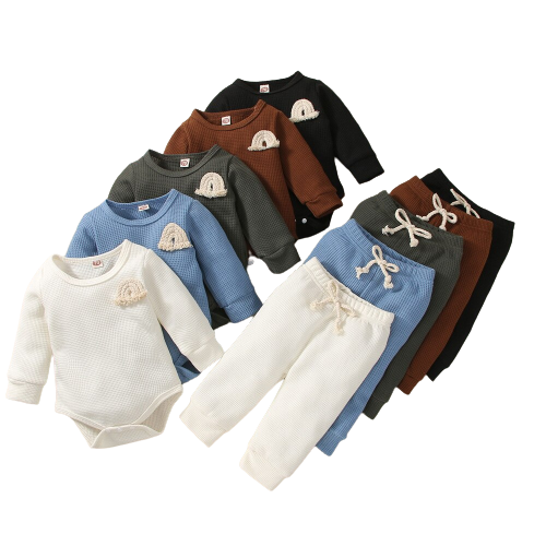 Adorable Rainbow Embroidered Baby Bodysuit for Boys and Girls