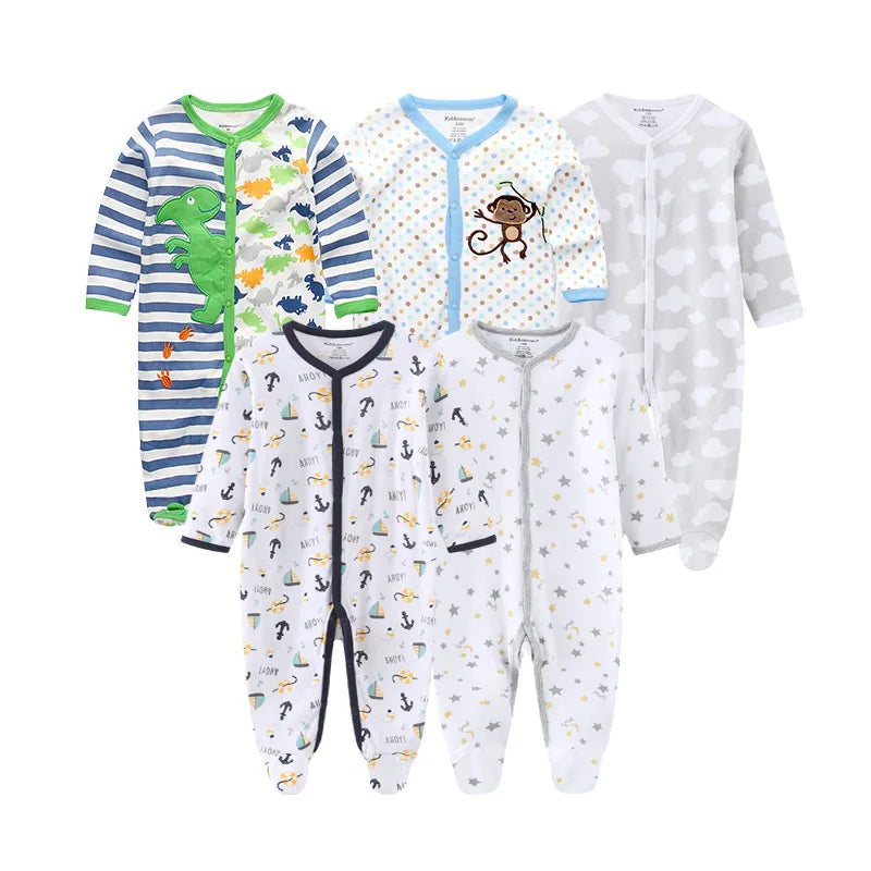 Babbez 5-Piece Newborn Baby Rompers: Stylish Winter Overalls for Boys