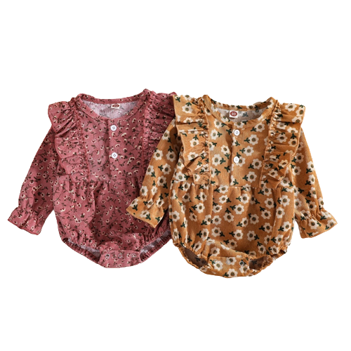 Vintage Corduroy Rompers for Newborn Baby Girls
