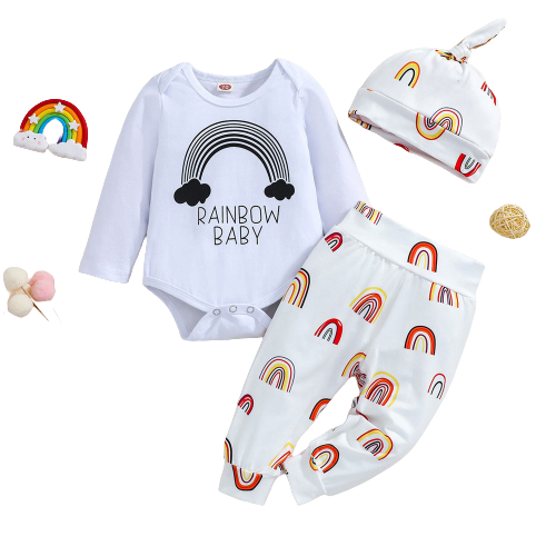 Newborn Rainbow Printed Clothes Set