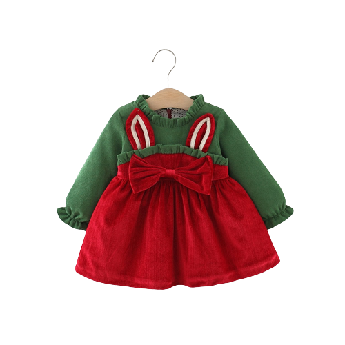 Adorable Newborn Christmas Dress with Sweet Bow and Rabbit Ears