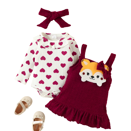 Fox Elephant Costume Baby Girl Outfits Sets Cartoon Cute Romper+Suspender Party Dress Newborn Clothes For Girls