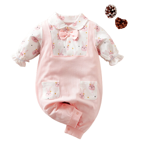 Adorable Floral and Animal Printed Baby Girl Rompers with Bowknot
