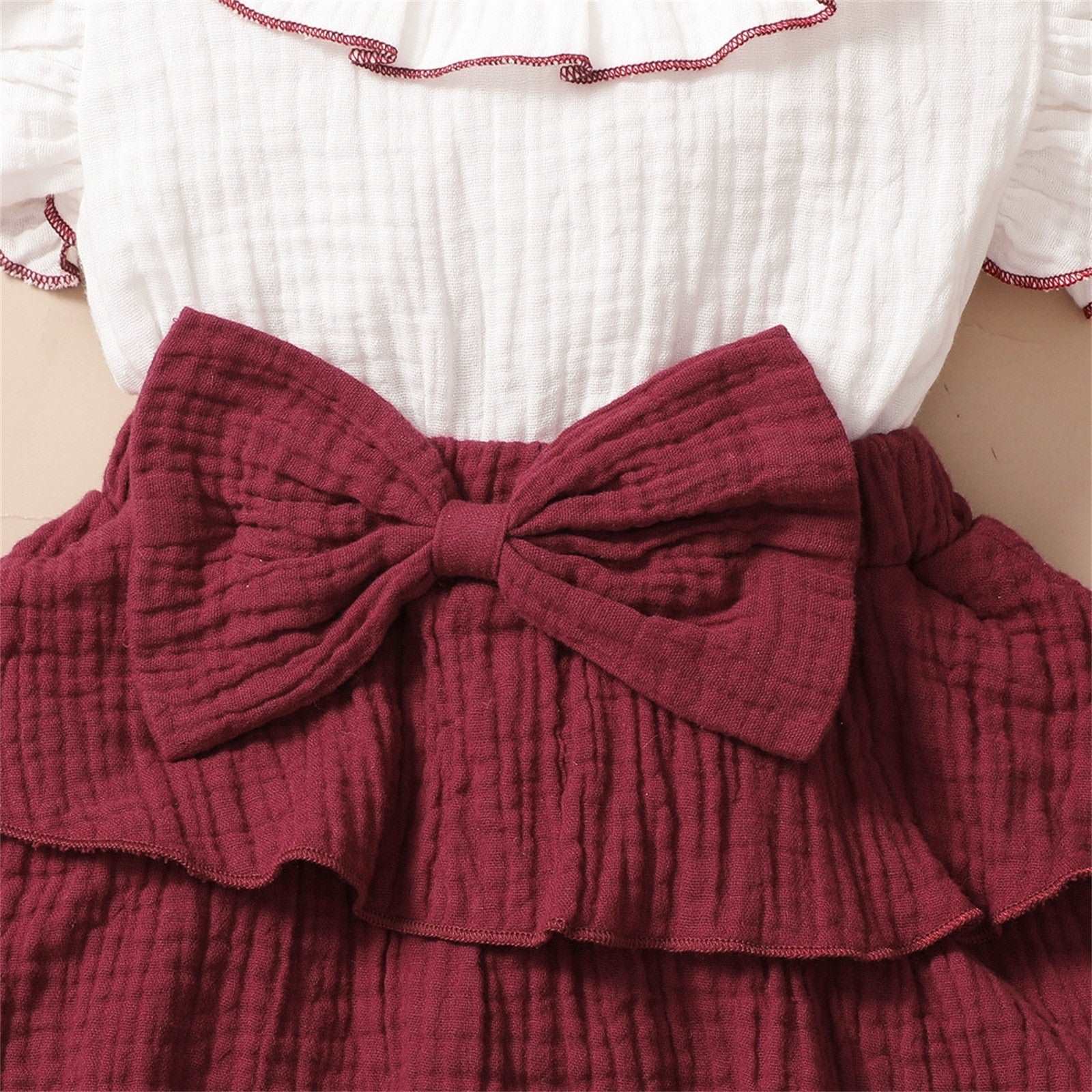 2Pcs Baby Girls Dress Set: Sleeveless Bowknot Ruffles Dresses for Newborn and Toddler Girls