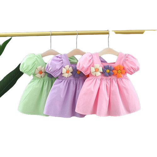 Adorable Summer Baby Girl Puff Sleeve Party Dress
