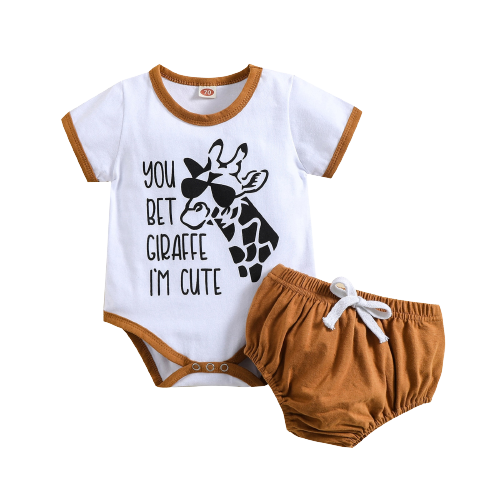 Cute Animal Print Baby Girl 2Pcs Summer Outfit