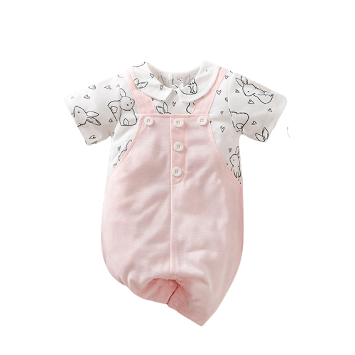 Cartoon Swan Rabbit Baby Jumpsuit for Newborn Girls with Baby Bibs Overalls