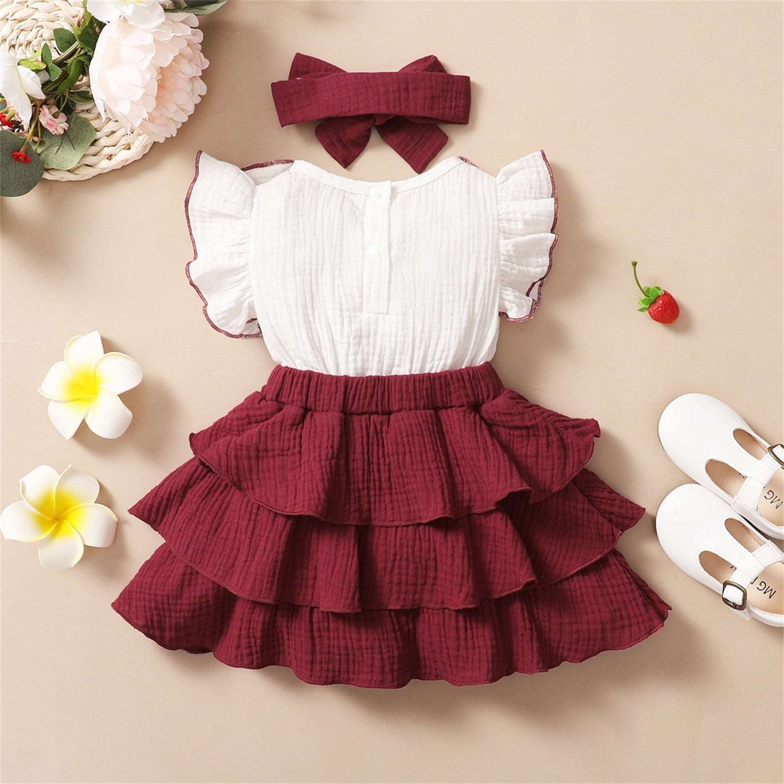2Pcs Baby Girls Dress Set: Sleeveless Bowknot Ruffles Dresses for Newborn and Toddler Girls