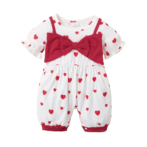 Adorable Heart Printed Baby Rompers for Girls