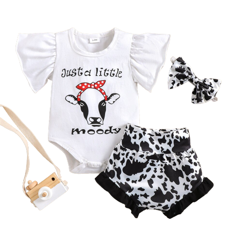 Cartoon Letter Printed Girls Baby Clothes Set for Newborns and Toddlers