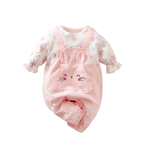 Adorable Girls Patchwork Bowknot Bodysuit with Lion and Floral Prints