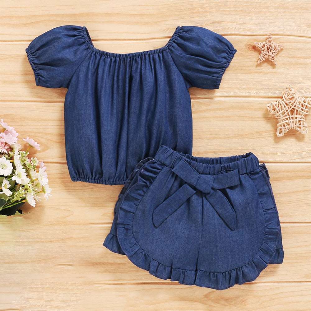 1-3Y Children Fashion Denim Suit for Baby Girl Clothes