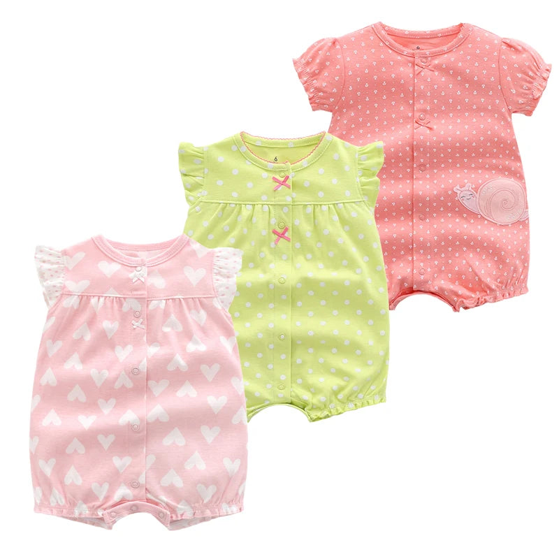 3PCS Newborn Baby Rompers: Summer Cotton Clothing for Infants