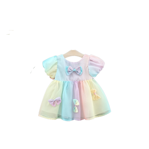 Colorful Bow Mesh Dresses for Baby Girls' Birthday Party