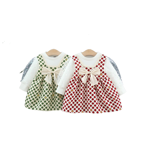 Cute Polka Dot Baby Girl Dress for Autumn