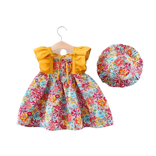Summer Flower Power: 2-Piece Cotton Beach Dress Set for Baby Girls