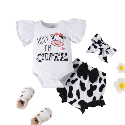Adorable Summer Baby Girl Outfit Sets with Ruffles Sleeve Printed Bodysuit and Cartoon Lobster PP Pants