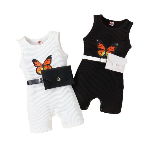 Butterfly Print Romper for Infant Girls