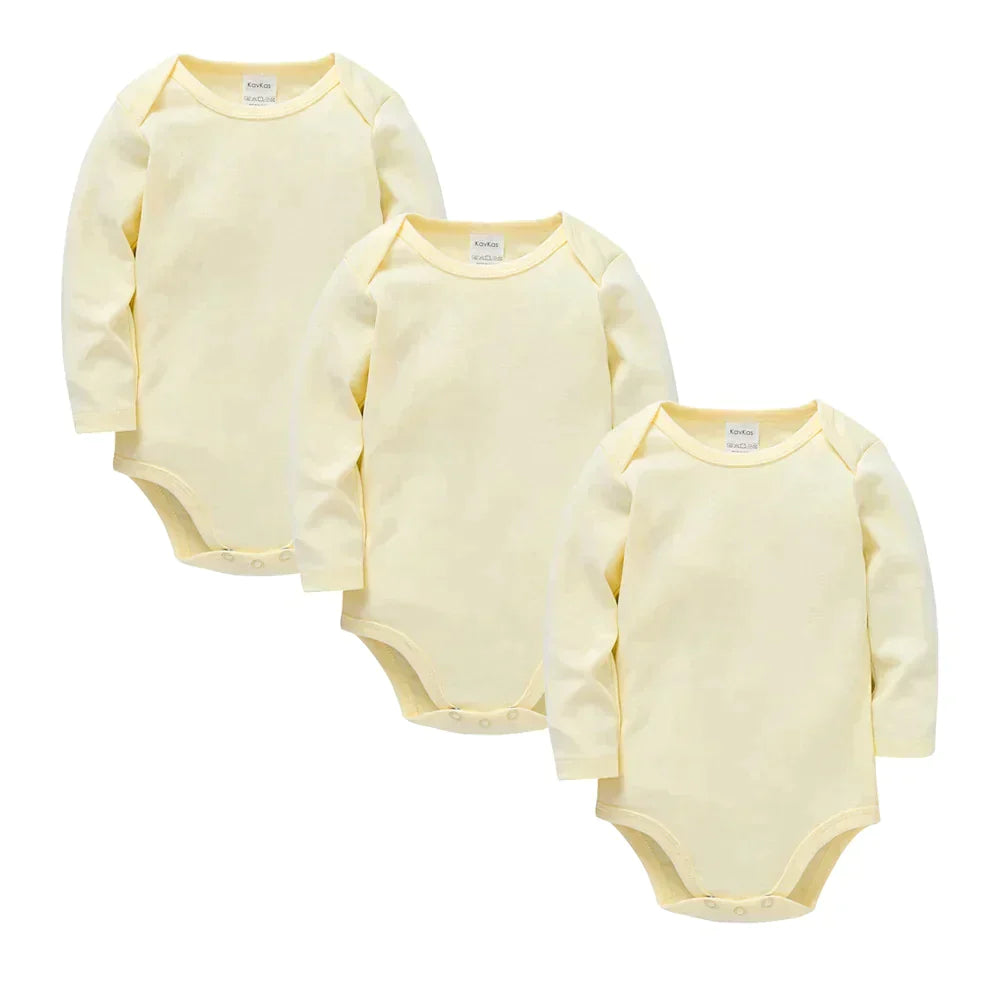Babbez 3-Piece Unisex Solid Bodysuit Set: Newborn Baby Clothes (0-24 months)