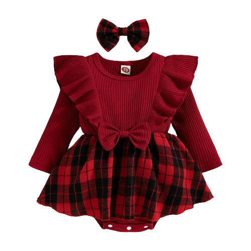 Adorable 3-18M Baby Girls' Dress Set with Bodysuit, Romper, and Skirt for a Fashionable Look