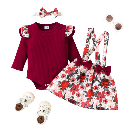 Adorable Baby Girl Party Outfit with Fox Dress and Heart Romper