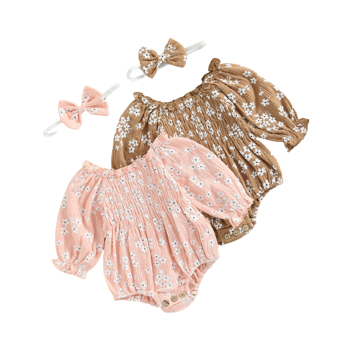 Floral Print Romper for Infant Baby Girls