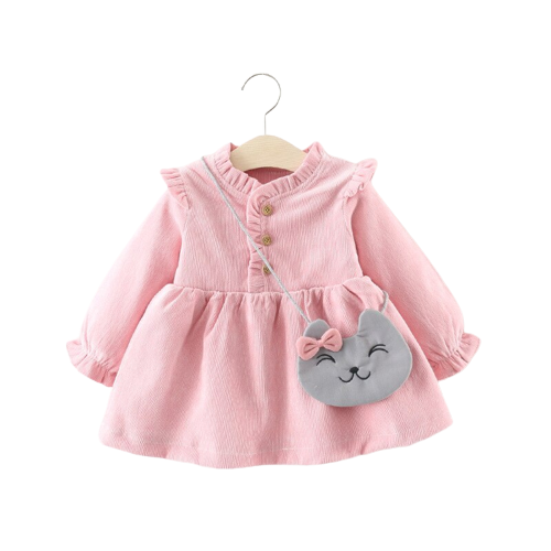 Fall Baby Girl Dress Set: Fleece Warm Dress and Cotton Infant Girl Kid's Dress