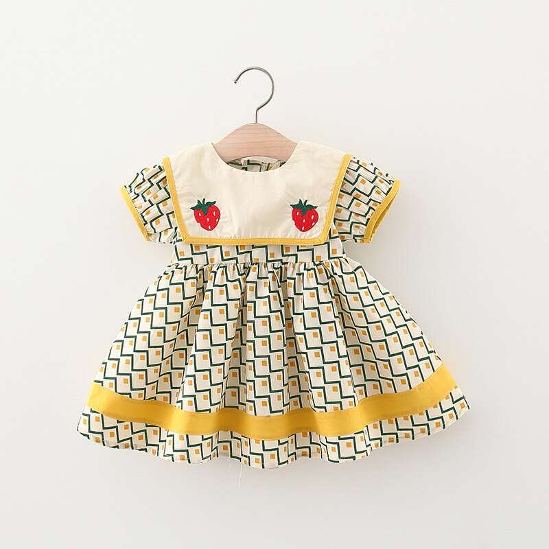 2Pcs/Set Sweet Floral Bow Beach Baby Girl Dress Summer Cool Cotton Toddler Children Clothes Suit + Hat 0 To 3 Years Infant