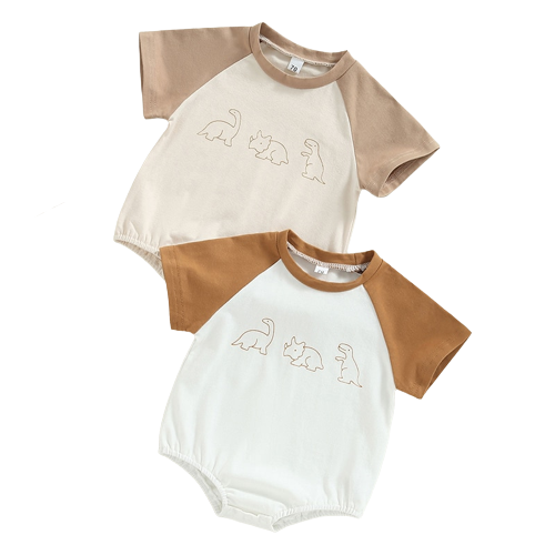 Adorable Summer Cotton Rompers for Newborn Baby Boys and Girls with Cute Dinosaur Print