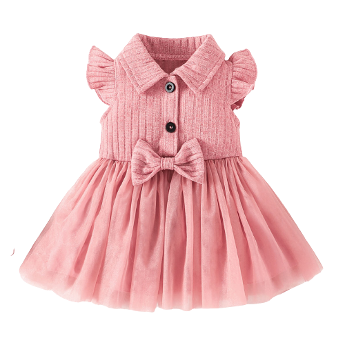 Elegant Baby Girls Tutu Dress with Layered Tulle and Bow Detail