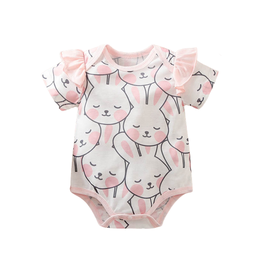 Cute Cartoon Short Sleeve Bodysuits for Newborn Girls and Boys