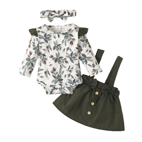 Adorable Cartoon Fox Dress with Heart Romper and Suspender Bowknot Dress - Perfect Party Outfit for Baby Girls