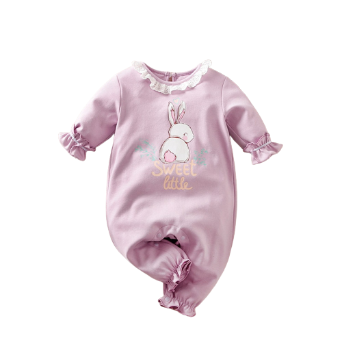 Adorable Girls' Patchwork Bowknot Bodysuit for Newborns and Infants with Flower and Lion Prints