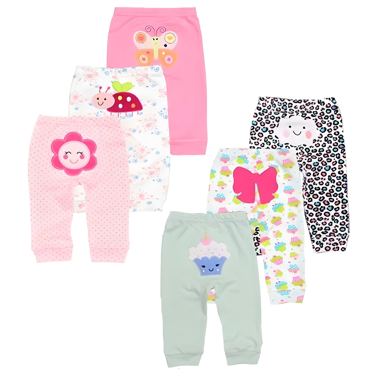 Babbez 6-Piece Baby Bodysuit Set: Adorable Long Sleeve Cartoon Print Onesies