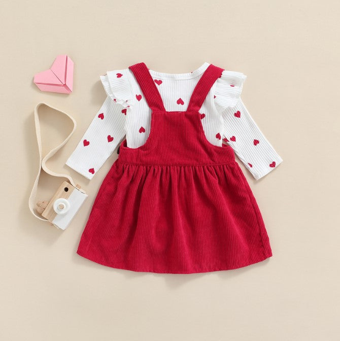 Adorable Baby Girl Valentine's Day Heart Print Suit