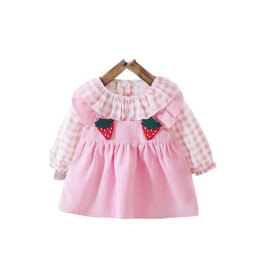 Stylish Check Long Sleeve Dress for Children