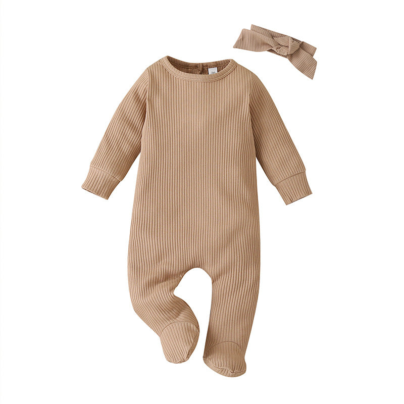 Baby Fashion Solid Color Long Sleeve Jumpsuit - Stylish and Comfortable