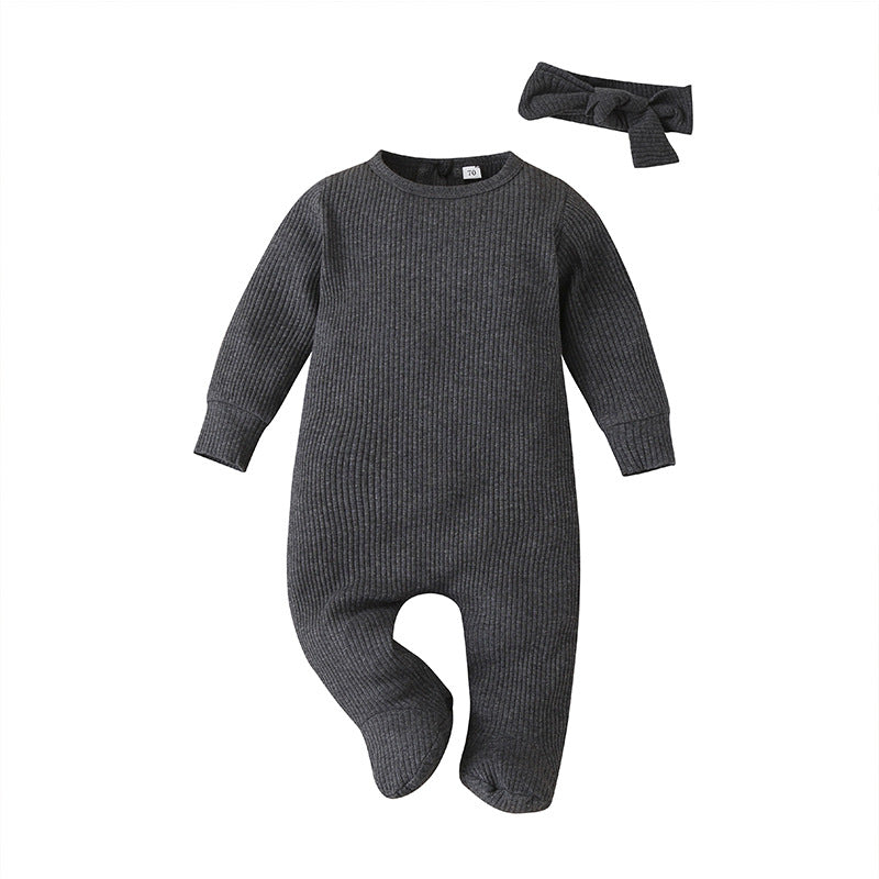 Baby Fashion Solid Color Long Sleeve Jumpsuit - Stylish and Comfortable