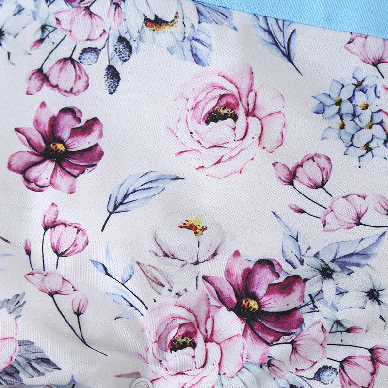 Small Fresh Print Color-Blocking Romper for Infants - Perfect for Autumn and Winter