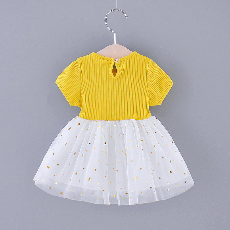 Summer Chic: Girl's Bow Net Dress for an Adorable Look