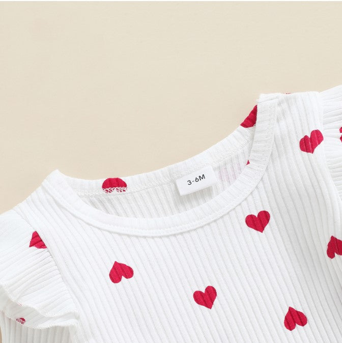 Adorable Baby Girl Valentine's Day Heart Print Suit