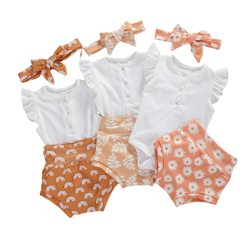 Stylish and Comfortable Infant and Toddler Three-piece Suit for Baby Girls