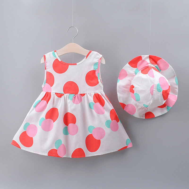 Adorable Color Dot Bow Sleeveless Tank Dress for Girls