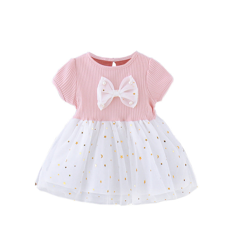 Summer Chic: Girl's Bow Net Dress for an Adorable Look