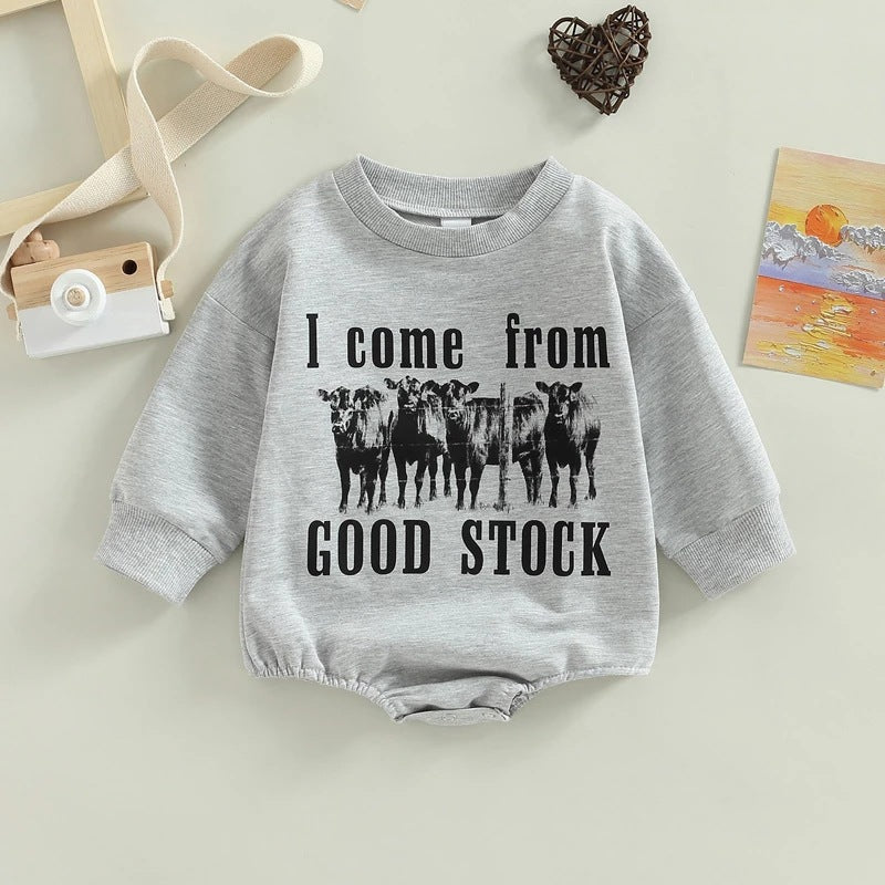 Cute Infant Toddler Letter Animal Print Long Sleeve Romper