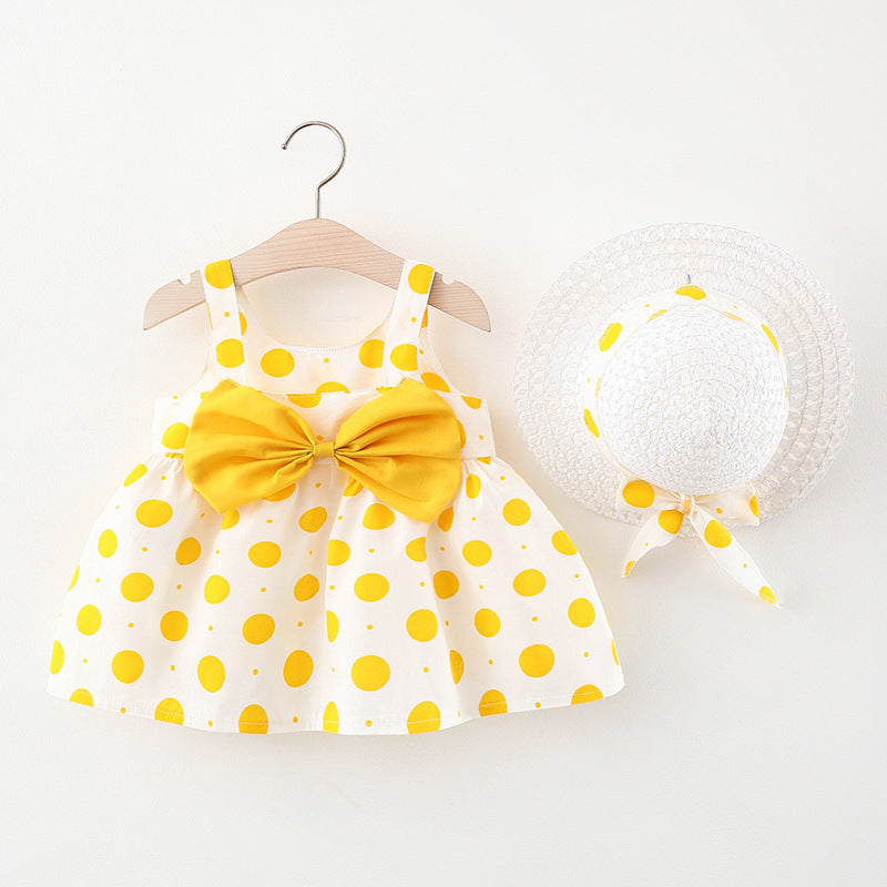 Korean Style Infant Tank Top Skirt with Polka Dot Bow - A Perfect Addition to Your Little One's Wardrobe